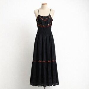 Fashion Terminal Fairy Milkmaid Dress OS NWT Black Boho Festival Hippie Lace